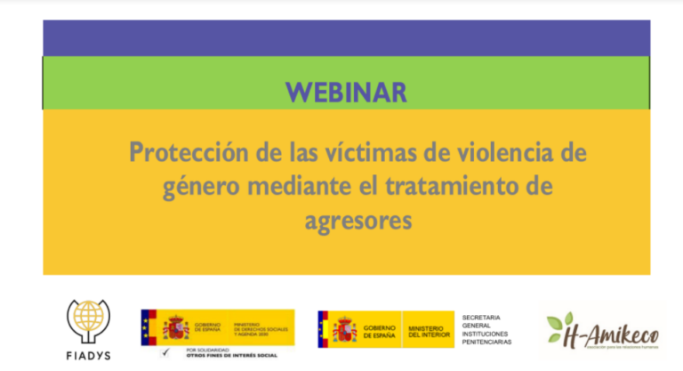 Webinar sobre la Protección de las víctimas de violencia de género mediante el tratamiento de agresores.