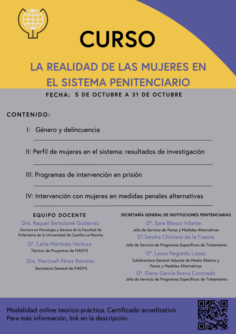 Inscripciones abiertas para Curso sobre La realidad de las mujeres en el sistema penitenciario